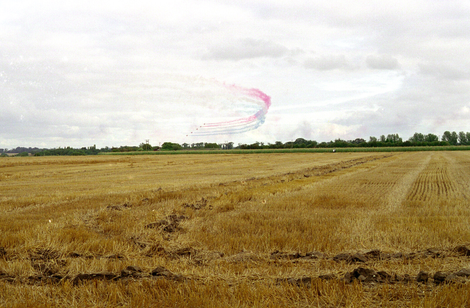 The Red Arrows over the back field from Tony and Janet's Building Plot, and the Red Arrows, Eye, Suffolk - 22nd July 1998