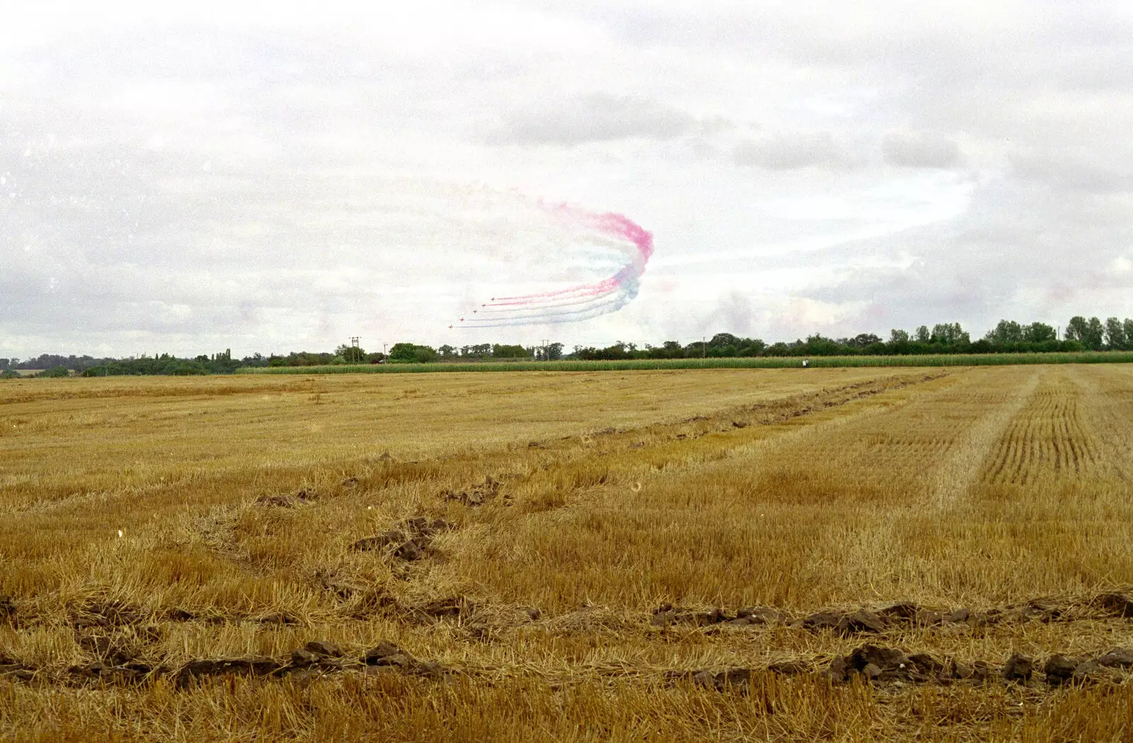 The Red Arrows over the back field, from Tony and Janet's Building Plot, and the Red Arrows, Eye, Suffolk - 22nd July 1998