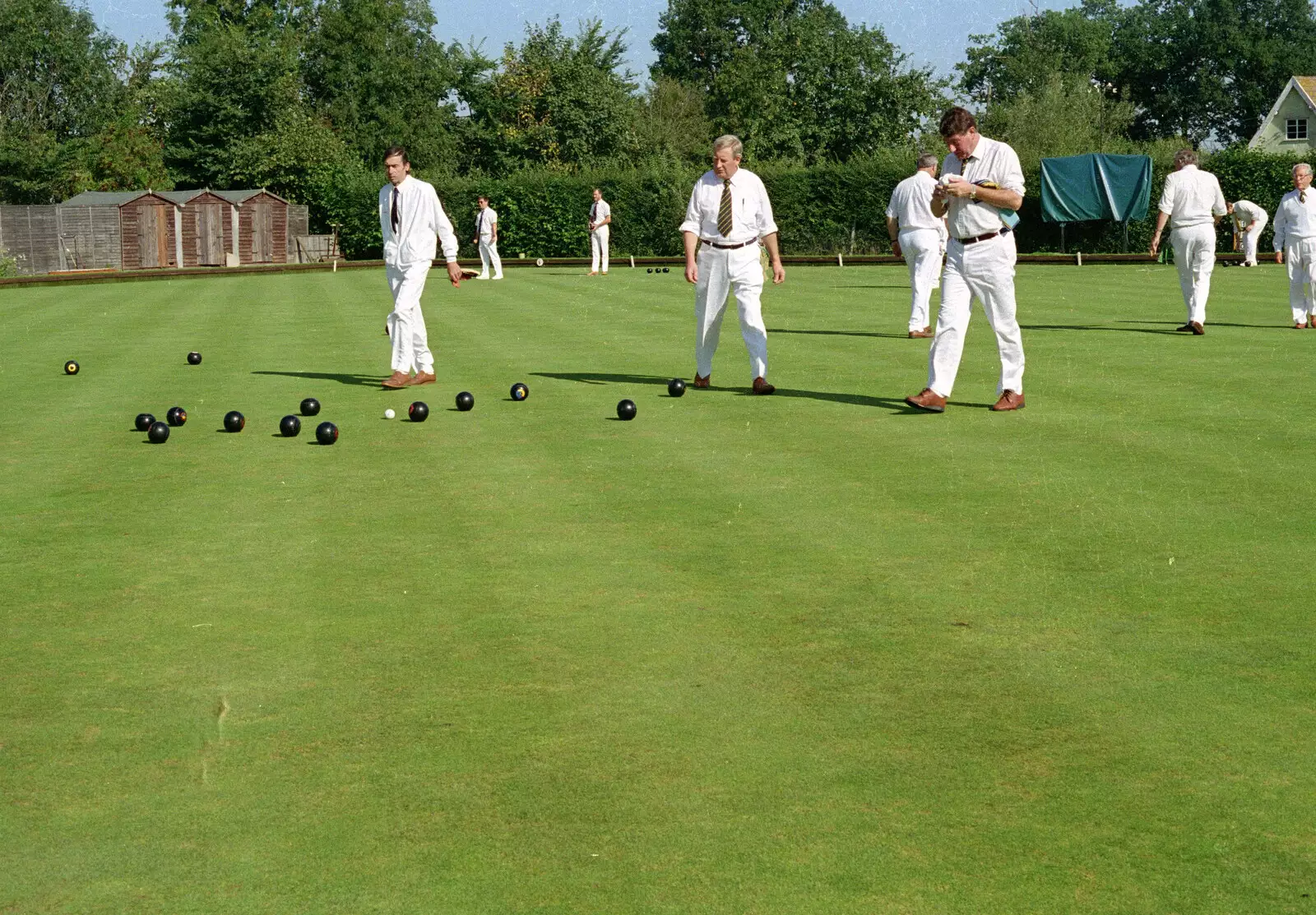 Tony plays bowls, from Tony and Janet's Building Plot, and the Red Arrows, Eye, Suffolk - 22nd July 1998