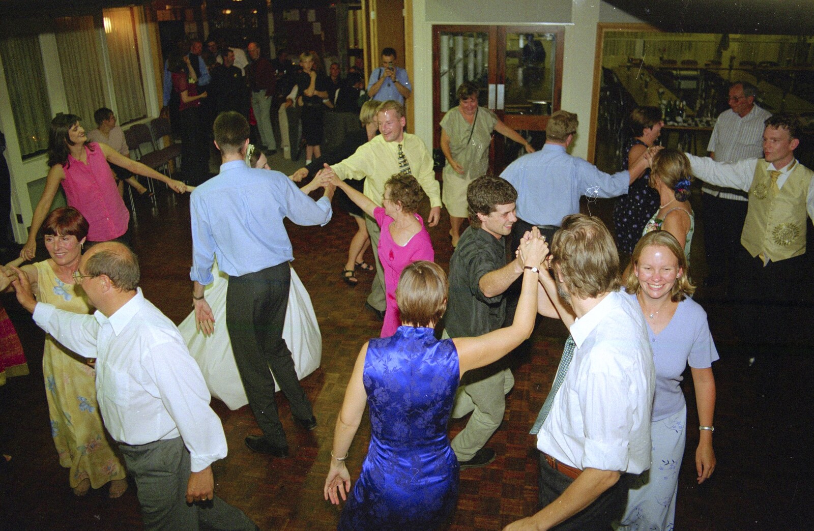 Ceilidh dancing in full effect from Joe and Lesley's CISU Wedding, Ipswich, Suffolk - 30th July 1998