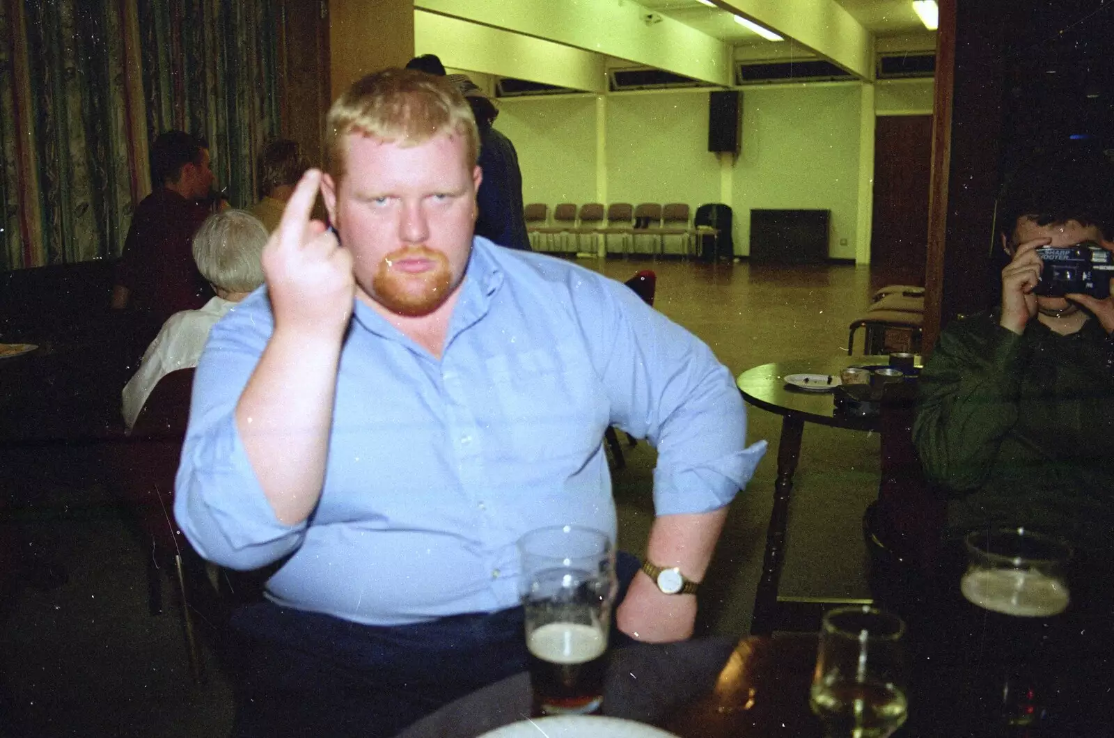 Flipping the bird, from Joe and Lesley's CISU Wedding, Ipswich, Suffolk - 30th July 1998