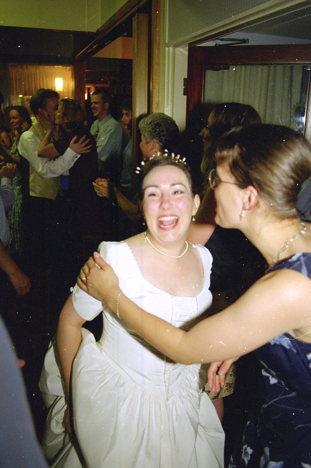 Lesley gets a kiss from Joe and Lesley's CISU Wedding, Ipswich, Suffolk - 30th July 1998