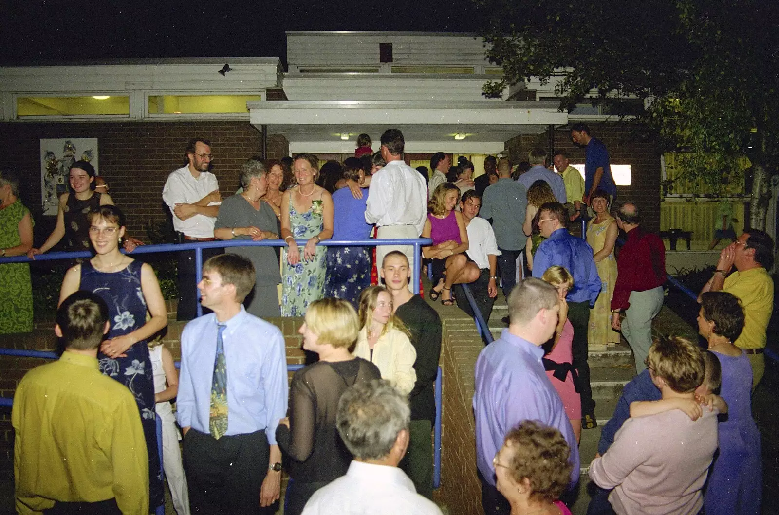 On the steps of the SCC social club, from Joe and Lesley's CISU Wedding, Ipswich, Suffolk - 30th July 1998