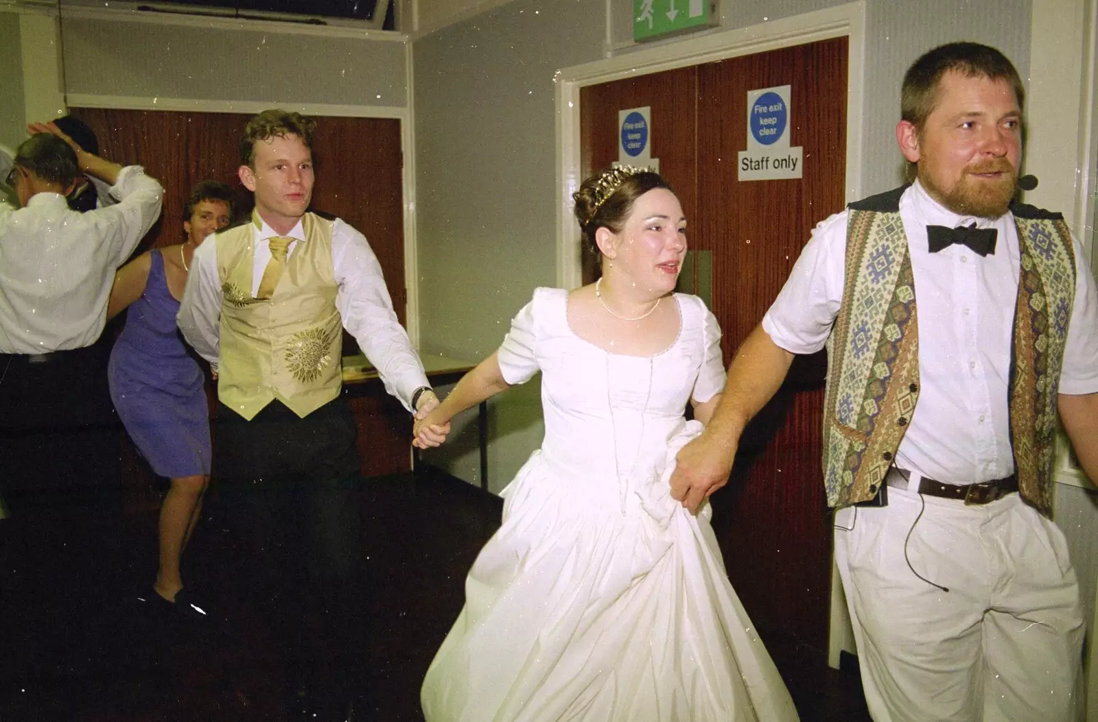 Leading a procession through the social club, from Joe and Lesley's CISU Wedding, Ipswich, Suffolk - 30th July 1998