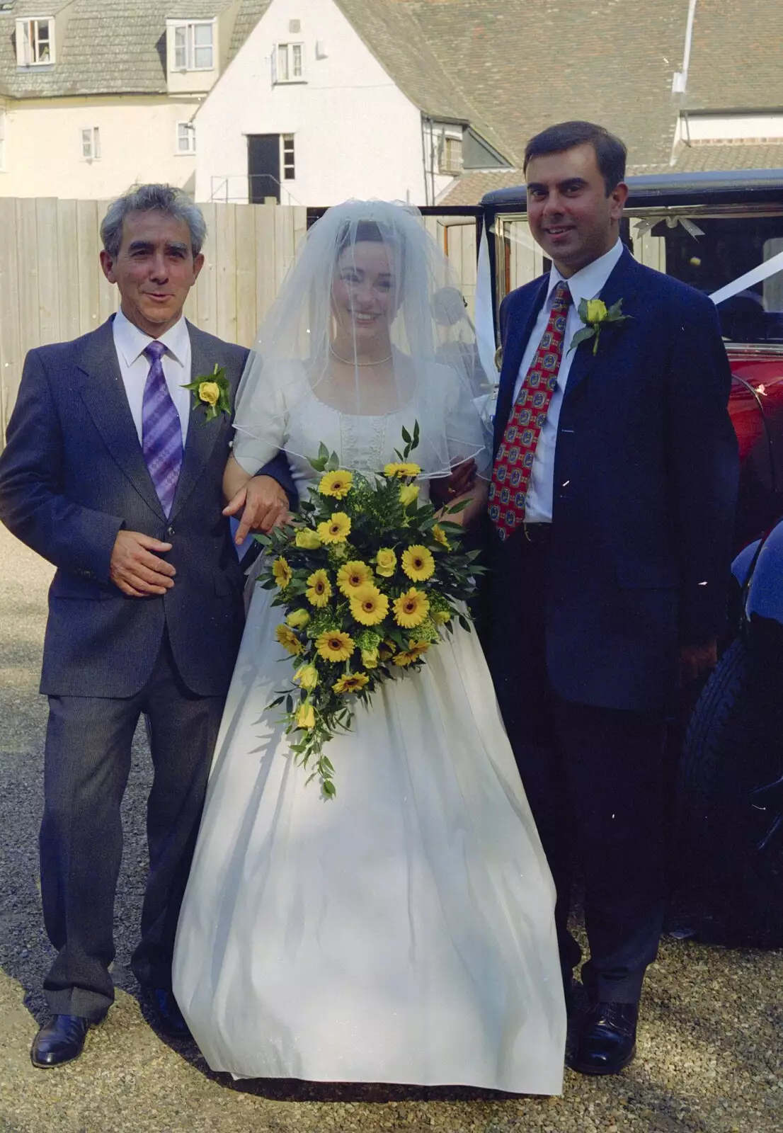 Lesley and her bouquet, from Joe and Lesley's CISU Wedding, Ipswich, Suffolk - 30th July 1998