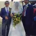 Lesley and her bouquet, Joe and Lesley's CISU Wedding, Ipswich, Suffolk - 30th July 1998