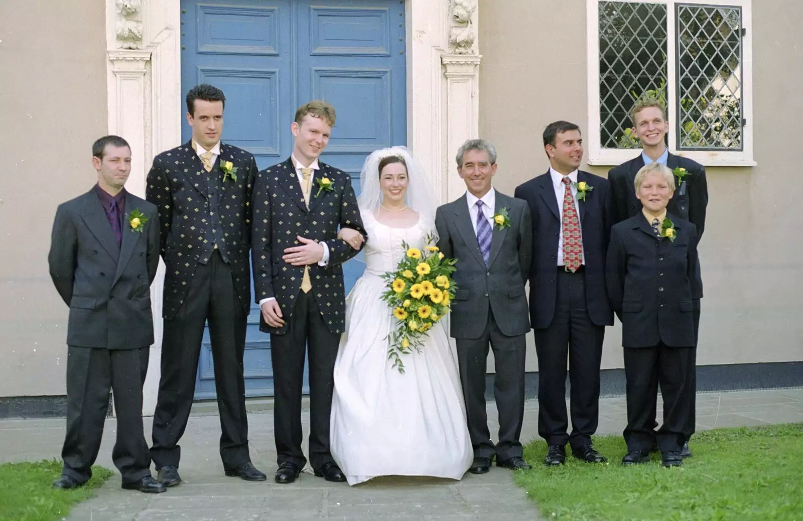 A group photo of the boys, from Joe and Lesley's CISU Wedding, Ipswich, Suffolk - 30th July 1998