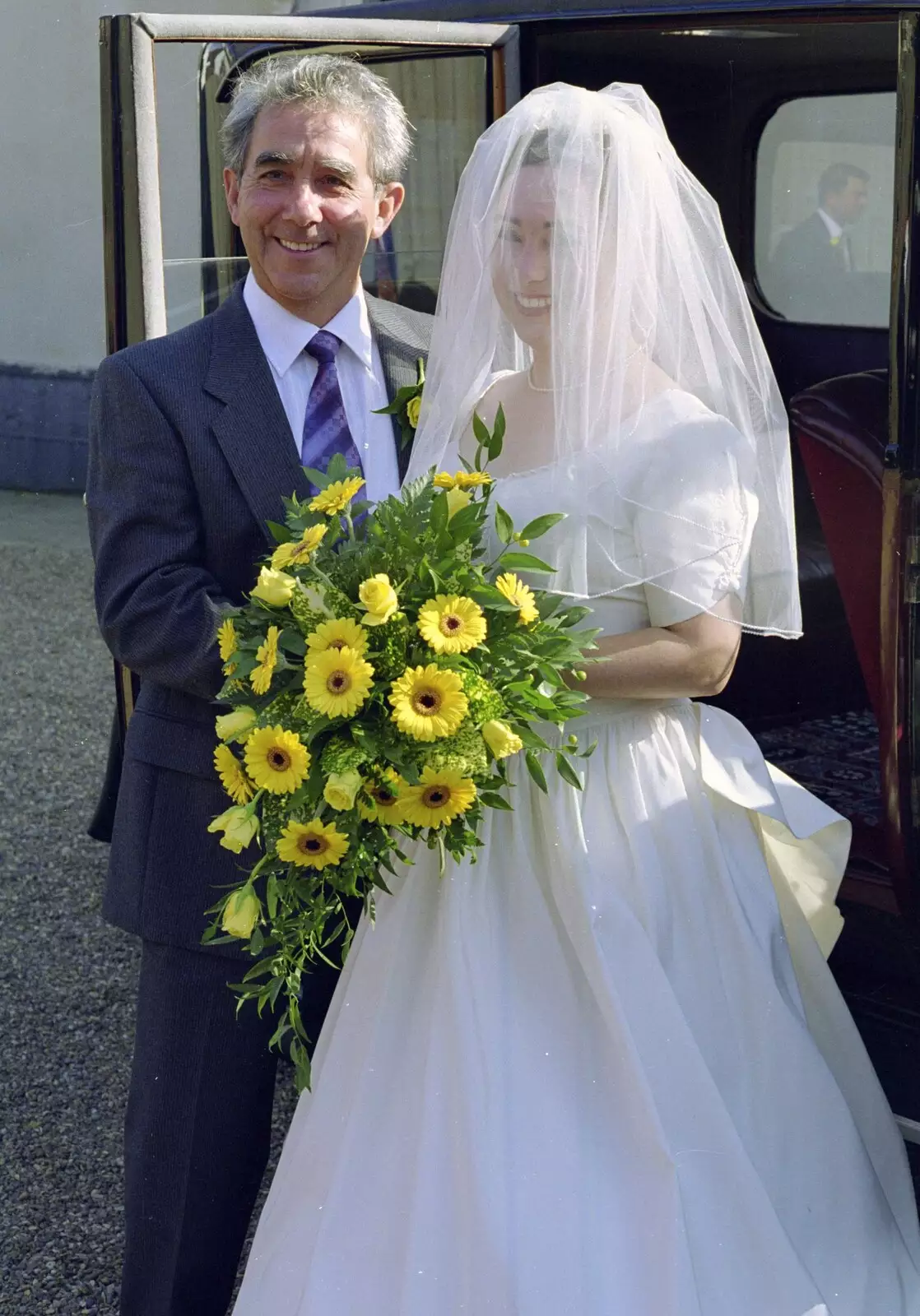 Lesley and her dad, from Joe and Lesley's CISU Wedding, Ipswich, Suffolk - 30th July 1998