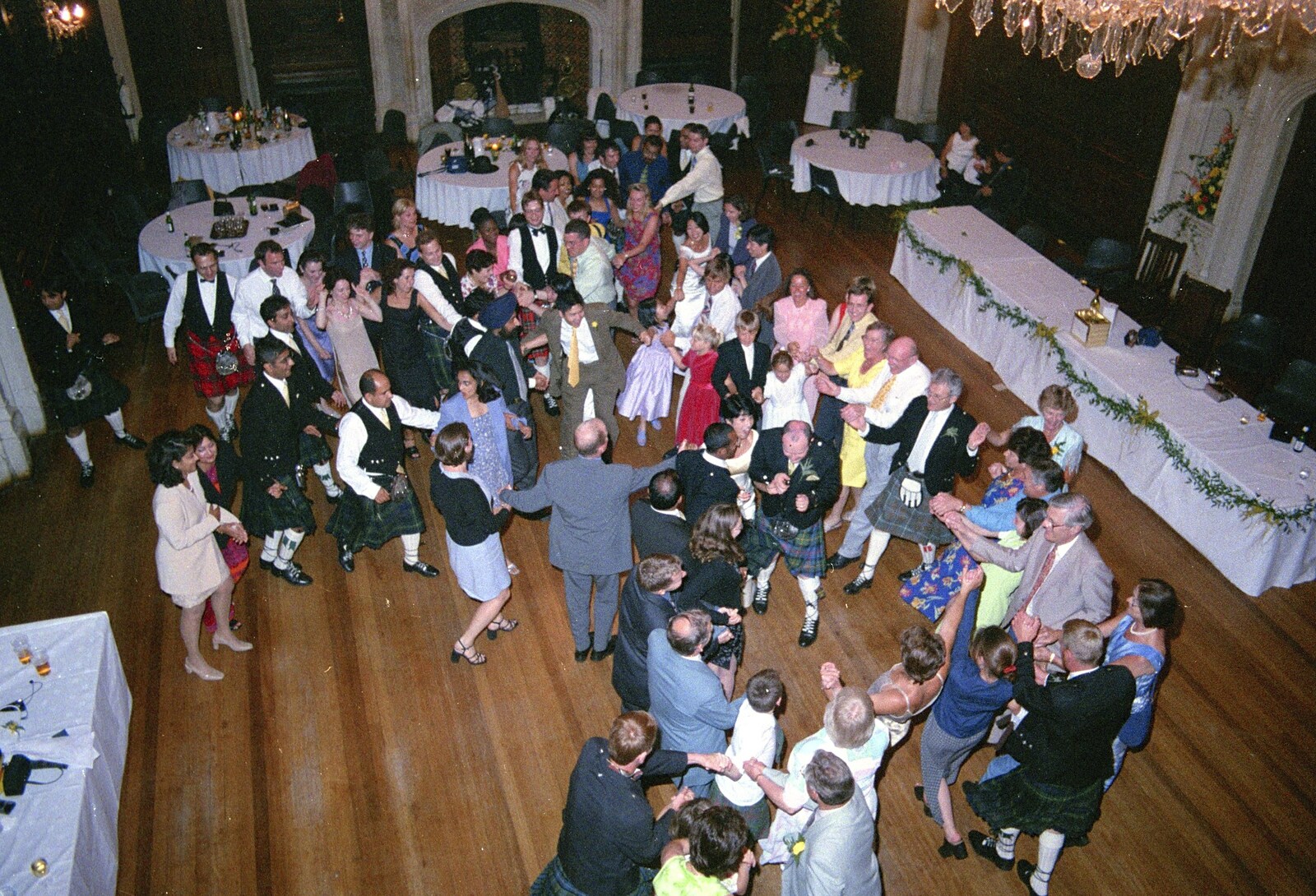 Hamish and Jane's Wedding, Canford School, Wimborne, Dorset - 5th August 1998: Dancing (from) the ceiling