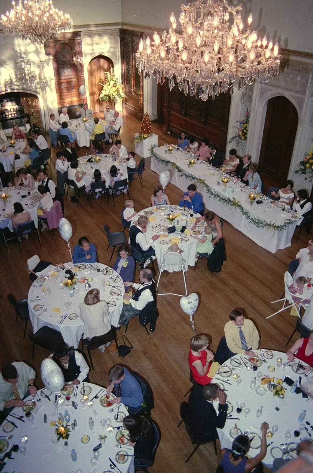 More dining and chandeliers, from Hamish and Jane's Wedding, Canford School, Wimborne, Dorset - 5th August 1998