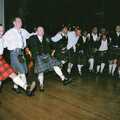 Kilt-ish line can-can dancing, Hamish and Jane's Wedding, Canford School, Wimborne, Dorset - 5th August 1998