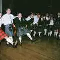 Kilt-ish line can-can dancing, Hamish and Jane's Wedding, Canford School, Wimborne, Dorset - 5th August 1998