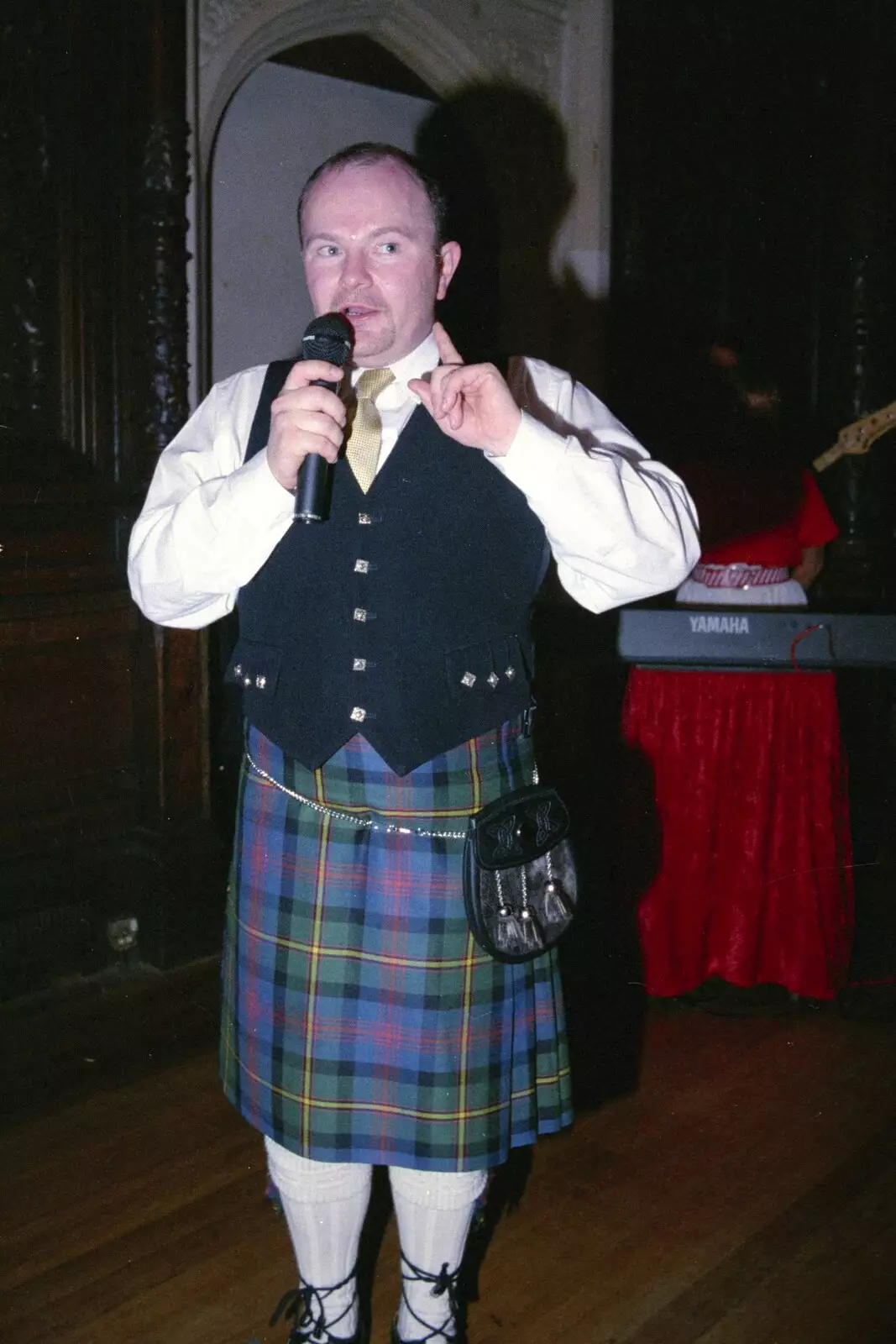 Hamish looks hesitant as he does a speech, from Hamish and Jane's Wedding, Canford School, Wimborne, Dorset - 5th August 1998