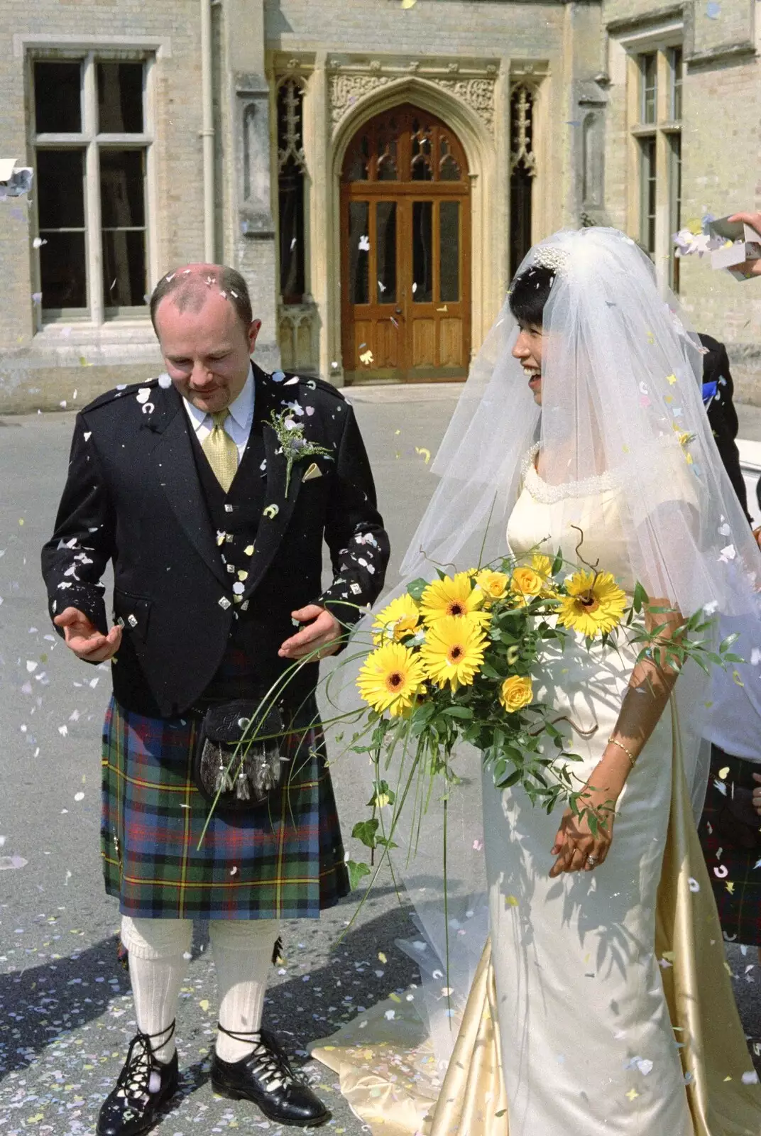 A confetti moment, from Hamish and Jane's Wedding, Canford School, Wimborne, Dorset - 5th August 1998