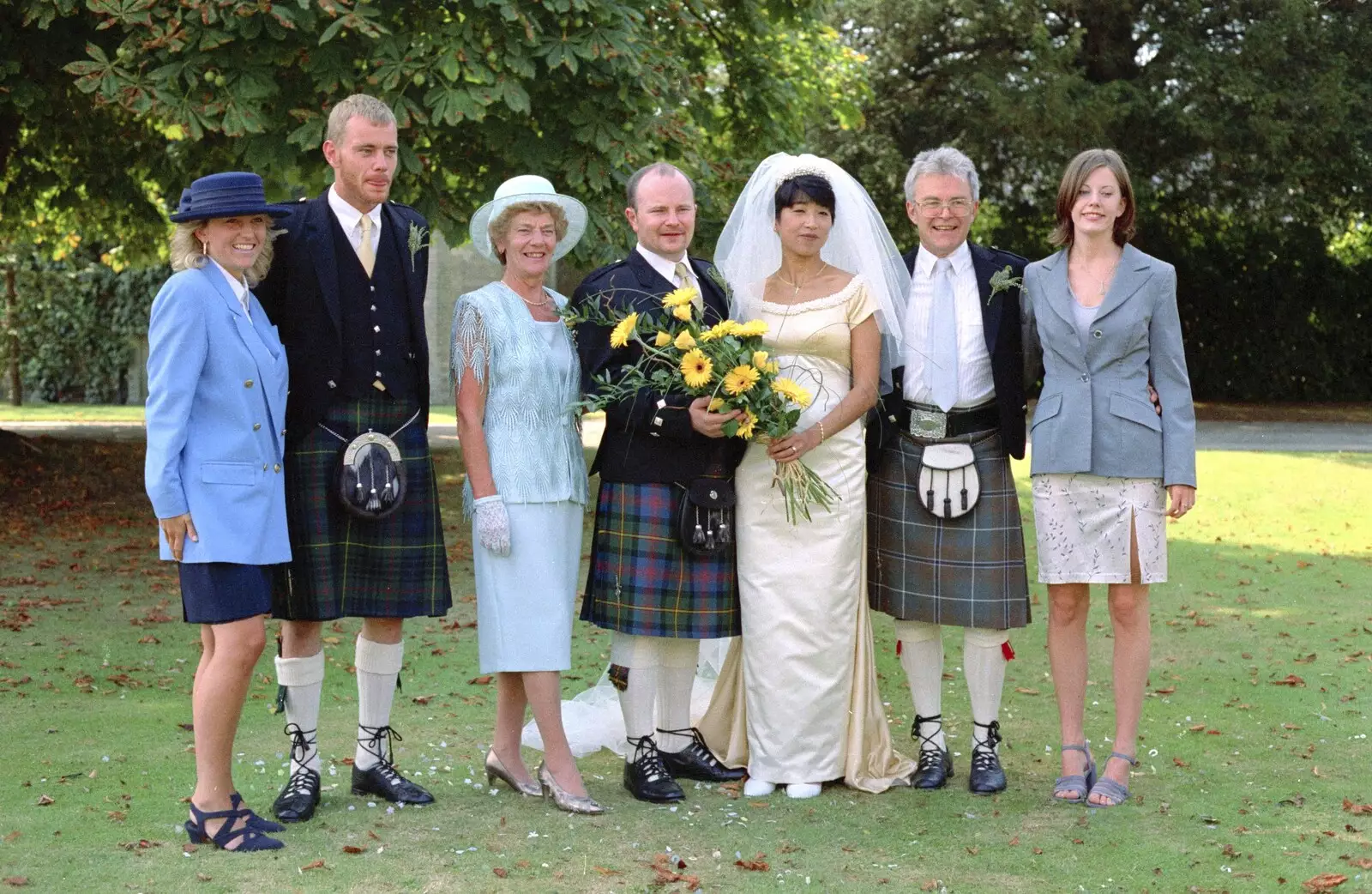 Hamish's family, with Laura, Steve and Jennifer, from Hamish and Jane's Wedding, Canford School, Wimborne, Dorset - 5th August 1998