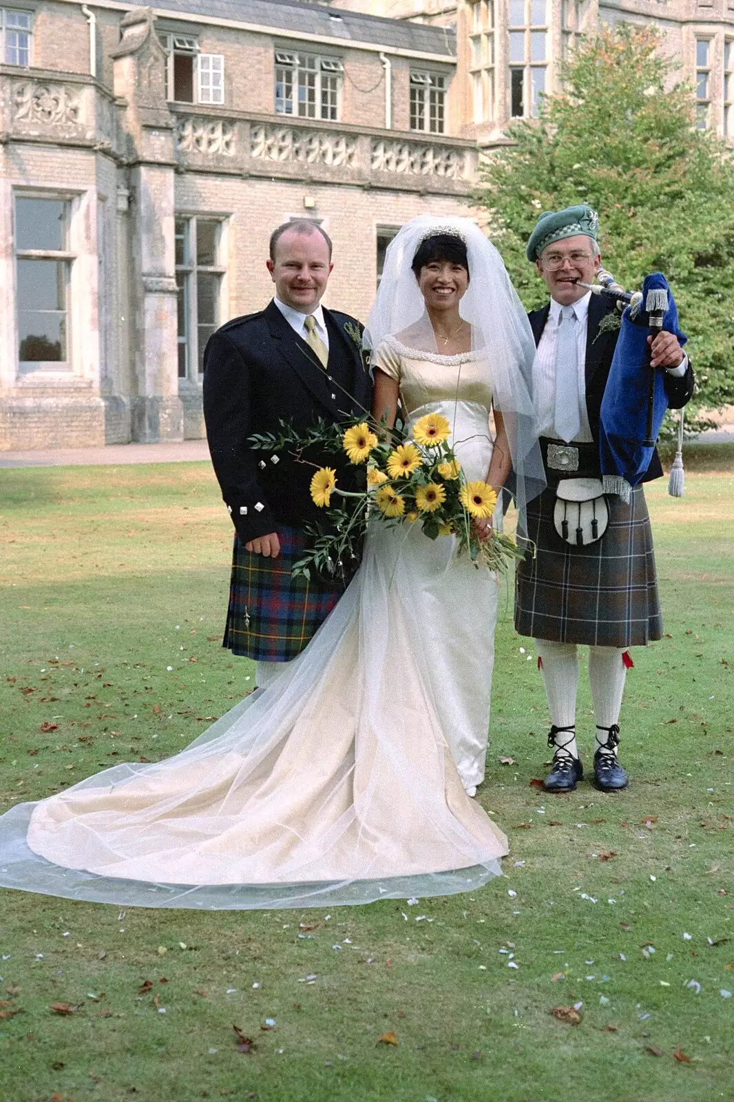 Hamish, Jane and John, from Hamish and Jane's Wedding, Canford School, Wimborne, Dorset - 5th August 1998