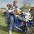 Brenda on the back of a bike, Cider Making With Geoff and Brenda, Stuston, Suffolk - 10th September 1998