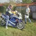 Brenda gets ready to saddle up, Cider Making With Geoff and Brenda, Stuston, Suffolk - 10th September 1998