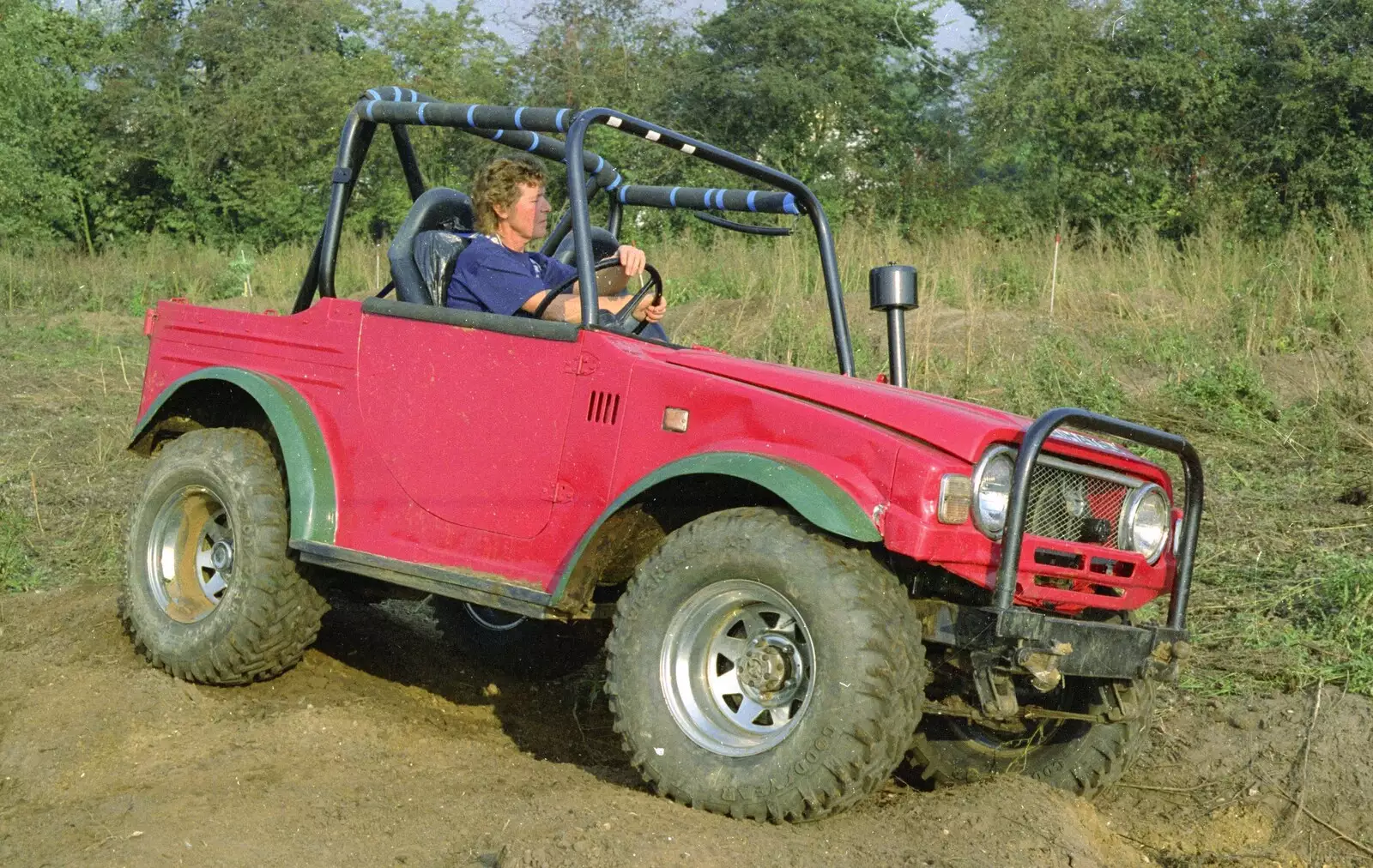 Brenda in the off-roader, from Cider Making With Geoff and Brenda, Stuston, Suffolk - 10th September 1998