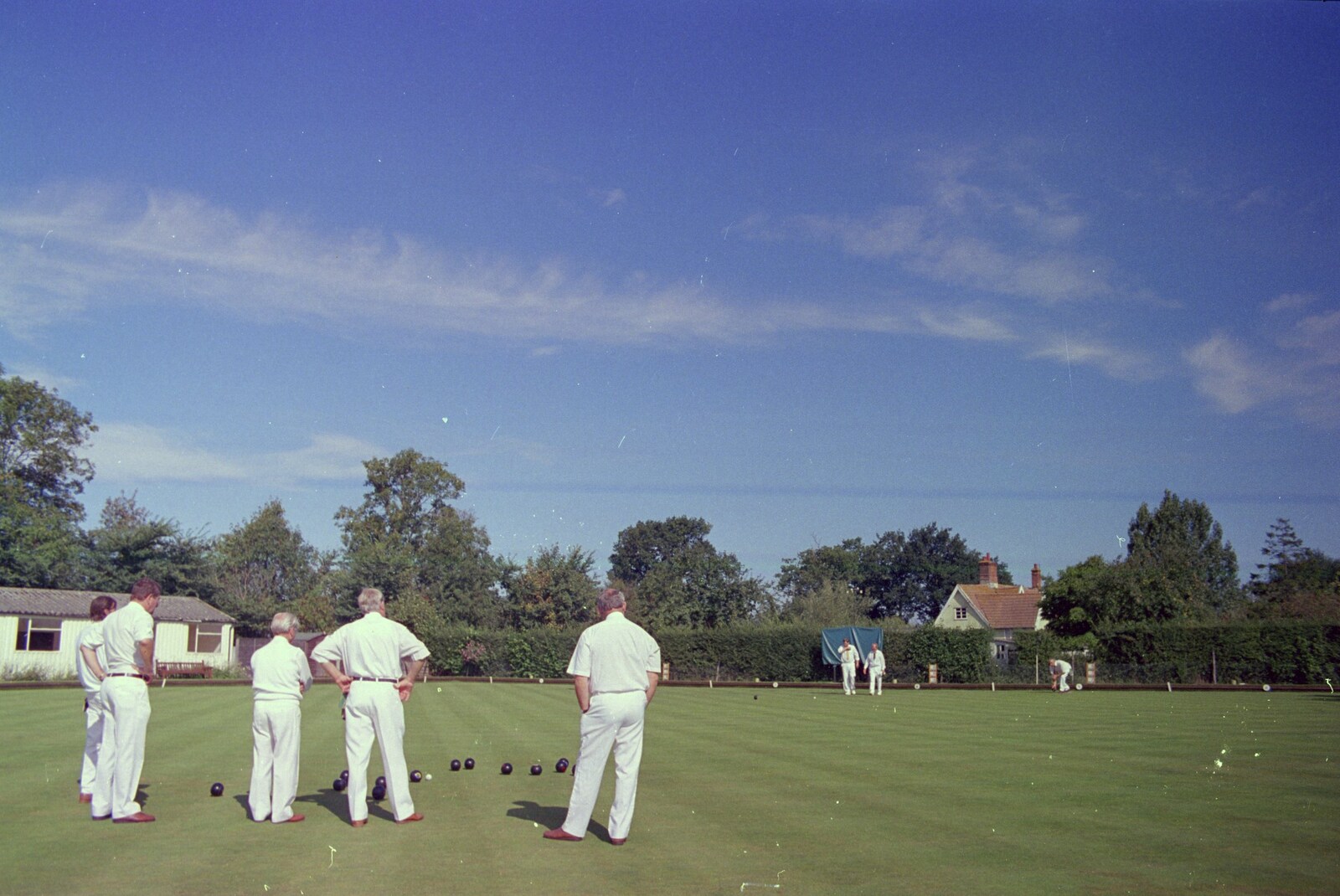 The action down at the Eye Bowls Club from Cider Making With Geoff and Brenda, Stuston, Suffolk - 10th September 1998