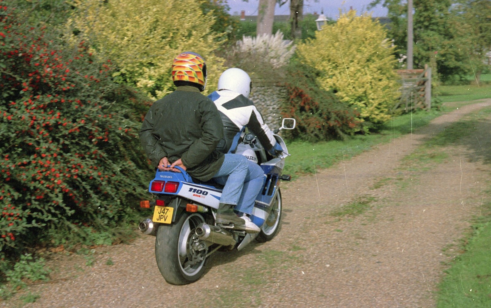 Geoff heads off on the bike from Cider Making With Geoff and Brenda, Stuston, Suffolk - 10th September 1998
