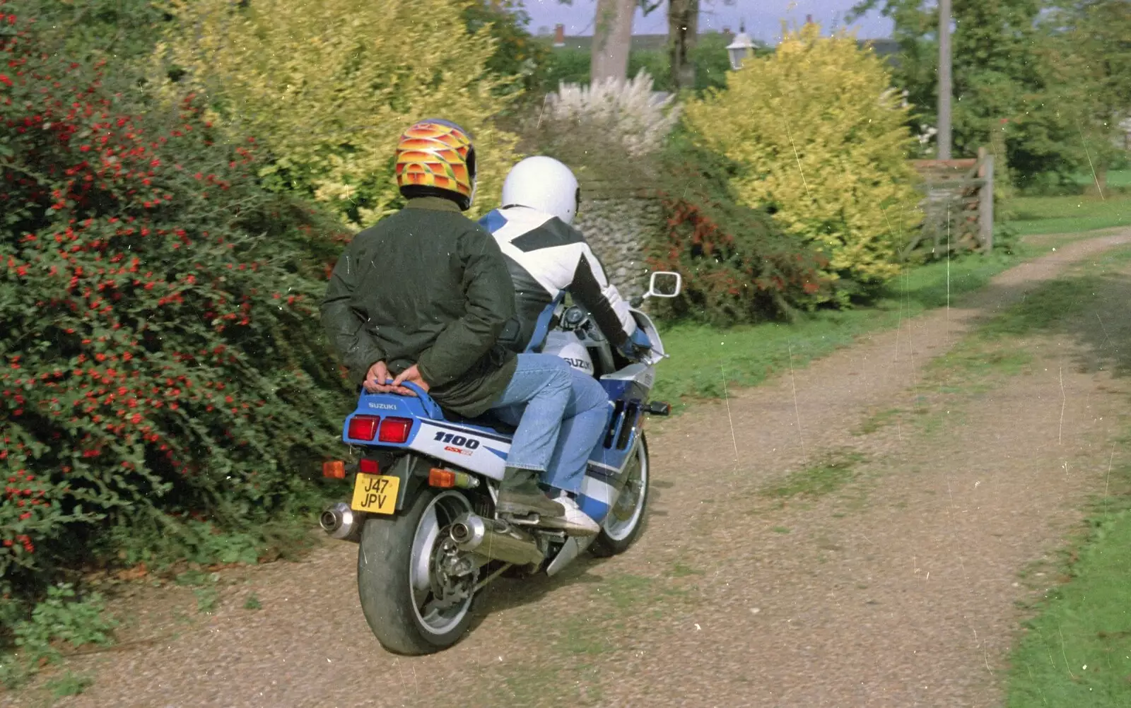 Geoff heads off on the bike, from Cider Making With Geoff and Brenda, Stuston, Suffolk - 10th September 1998