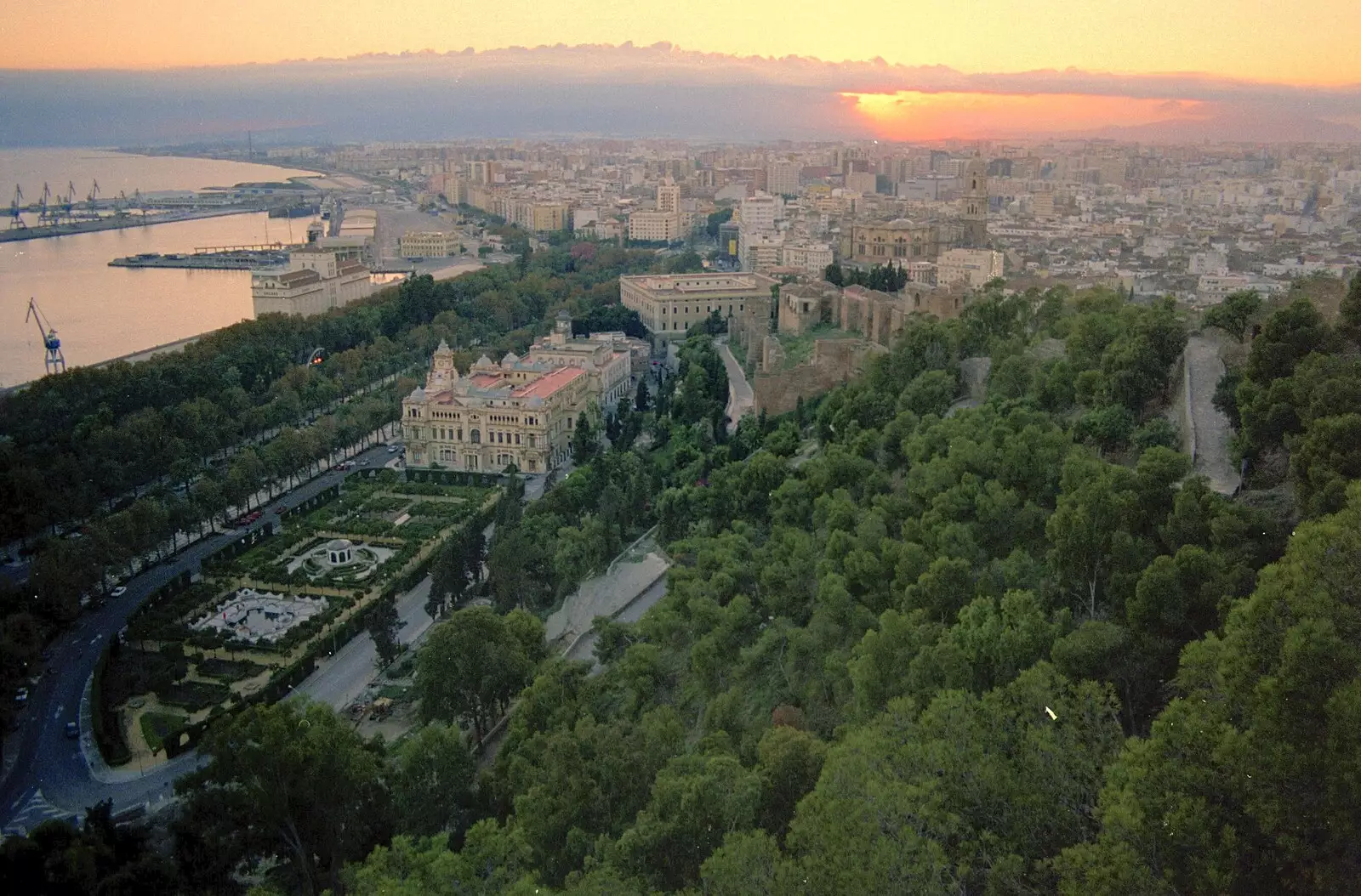 Sunset over Málaga, from The CISU Massive do Malaga, Spain - November 14th 1998