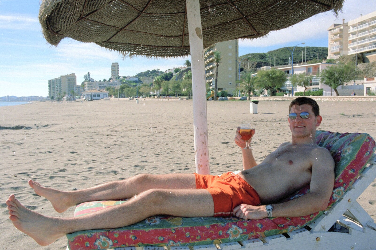 Jon sips a Sangria from The CISU Massive do Malaga, Spain - November 14th 1998