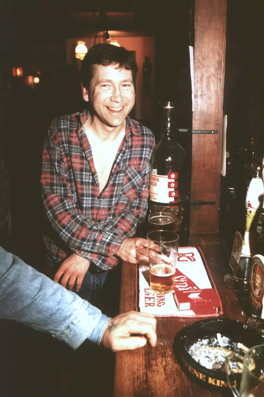 Apple at the bar, looking a bit worse for wear, from Brome Swan Christmas, Suffolk - December 1998