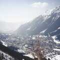 A view of Chamonix from up the teleferique, Skiing With Sean, Chamonix, Haute-Savoie, France - 15th March 1999