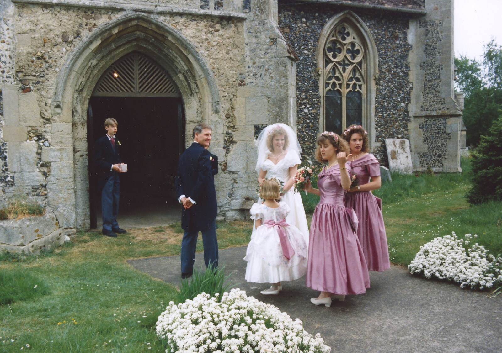 Debbie prepares to enter the church from Debbie's Wedding, Suffolk - 12th June 1999