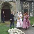 Debbie prepares to enter the church, Debbie's Wedding, Suffolk - 12th June 1999