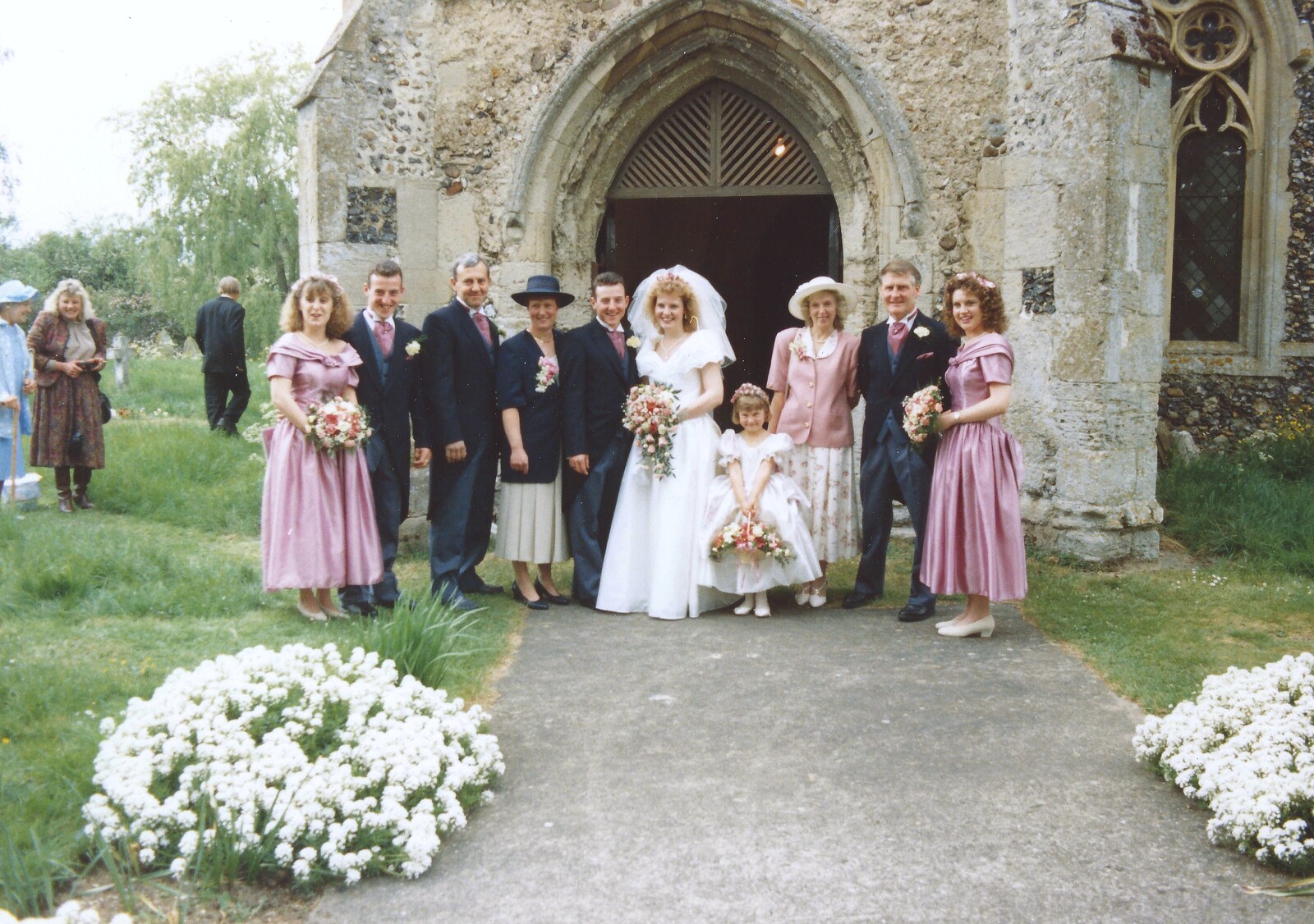 A big group photo outside the church from Debbie's Wedding, Suffolk - 12th June 1999