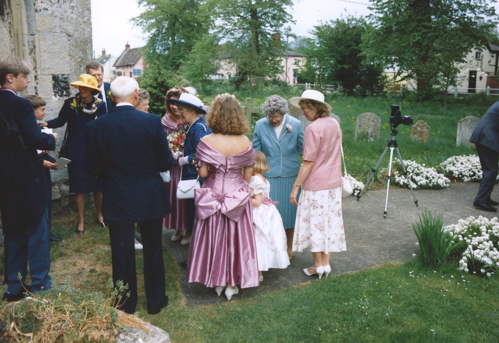 Milling around outside the church from Debbie's Wedding, Suffolk - 12th June 1999