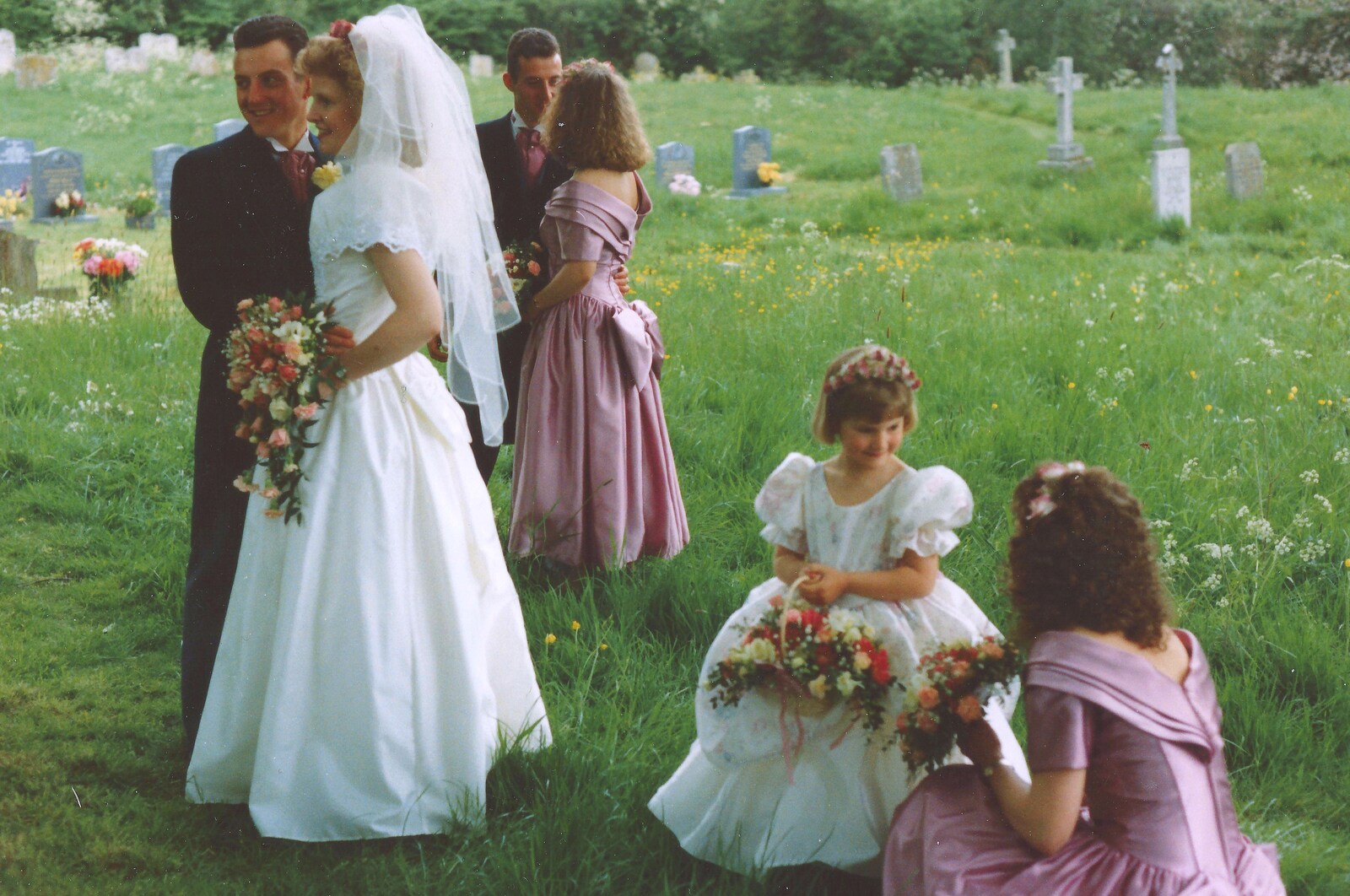 Outside in the churchyard from Debbie's Wedding, Suffolk - 12th June 1999