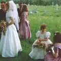 Outside in the churchyard, Debbie's Wedding, Suffolk - 12th June 1999