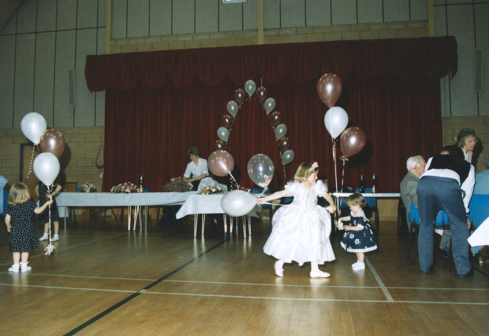 A bridesmaid runs around from Debbie's Wedding, Suffolk - 12th June 1999