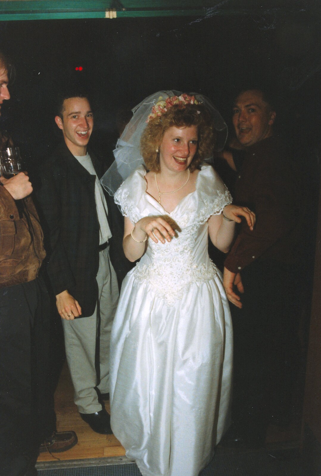 Debbie in a wedding dress from Debbie's Wedding, Suffolk - 12th June 1999