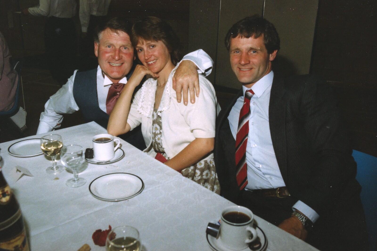 Bernie with his mate Russell and wife from Debbie's Wedding, Suffolk - 12th June 1999