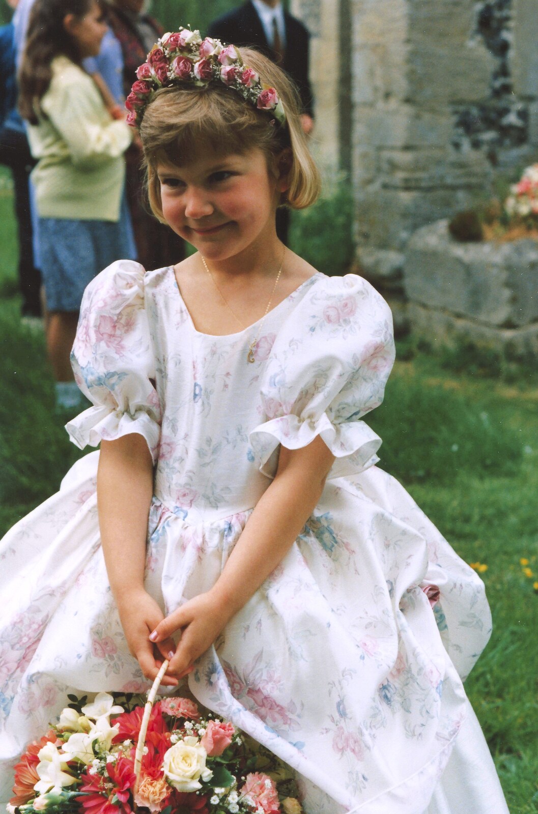 A bashful bridesmaid from Debbie's Wedding, Suffolk - 12th June 1999