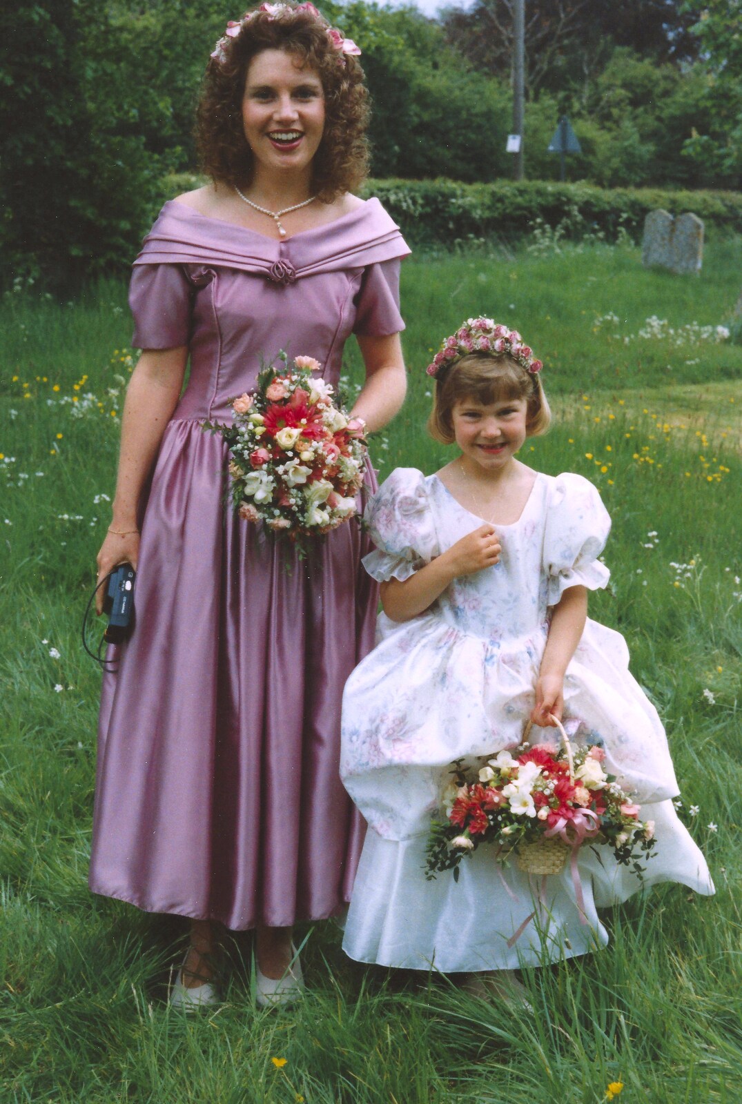 Lindsay and another bridesmaid from Debbie's Wedding, Suffolk - 12th June 1999