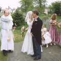 Bernie and Debbie wait with the vicar, Debbie's Wedding, Suffolk - 12th June 1999