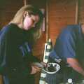 Lorraine in the shed, A Mortlock Barbeque and a CISU Party, Suffolk - 11th July 1999