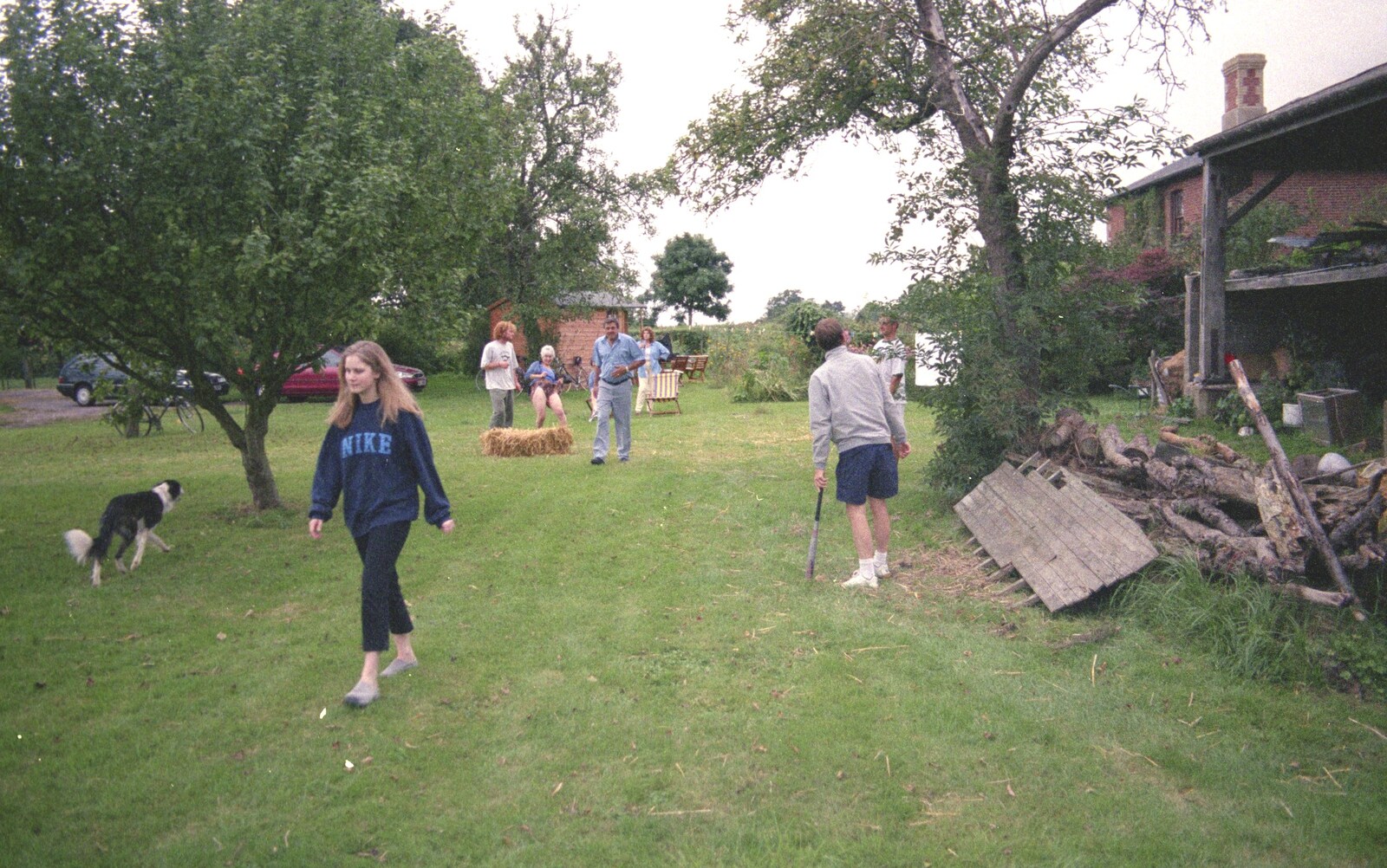 A game of cricket ensues from A Mortlock Barbeque and a CISU Party, Suffolk - 11th July 1999