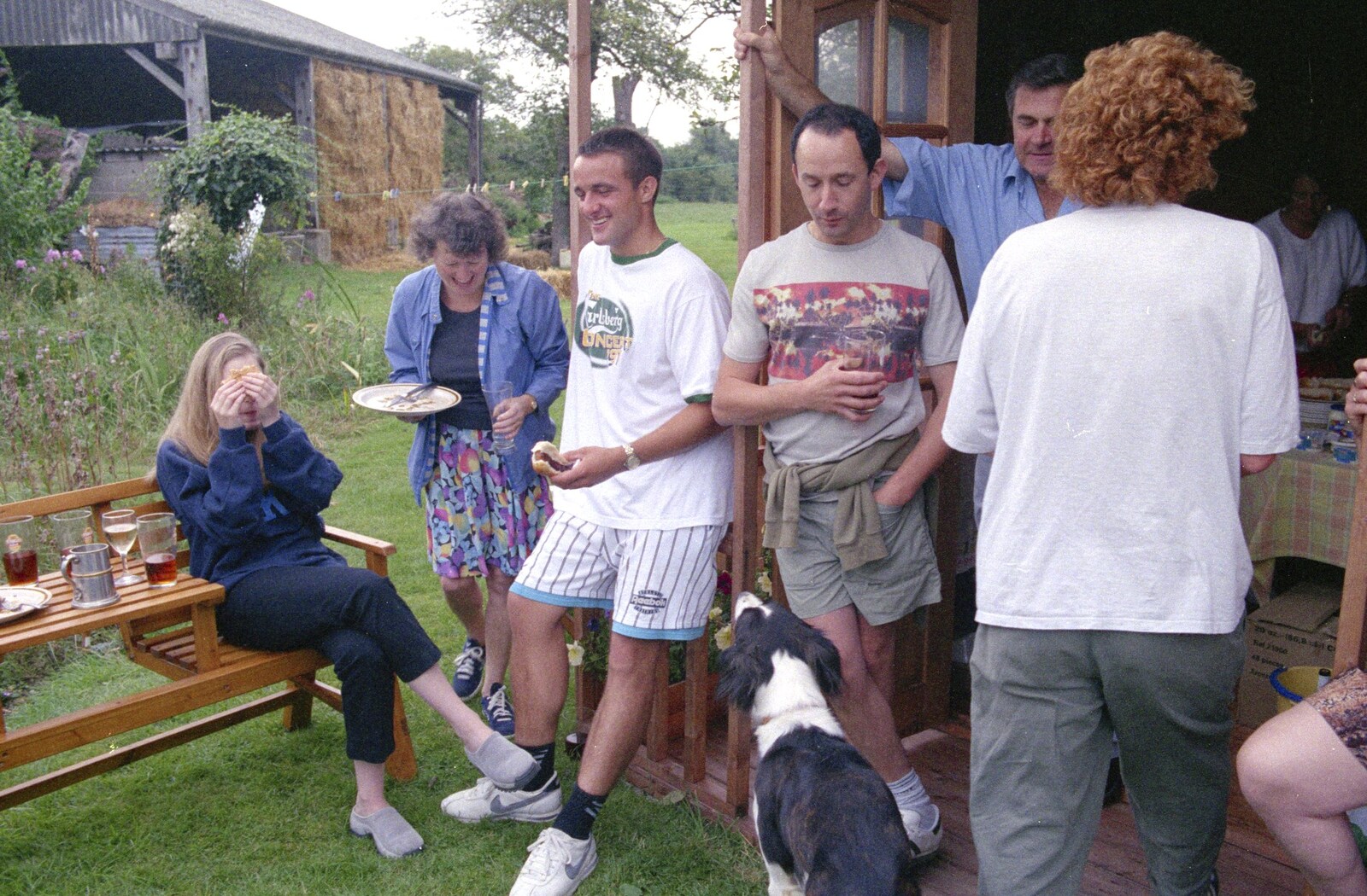 Lorraine covers up her eyes from A Mortlock Barbeque and a CISU Party, Suffolk - 11th July 1999