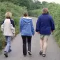 Kim and Sis stomp up the road to Meavy, A Total Eclipse of the Sun, Hoo Meavy, Devon - 11th August 1999