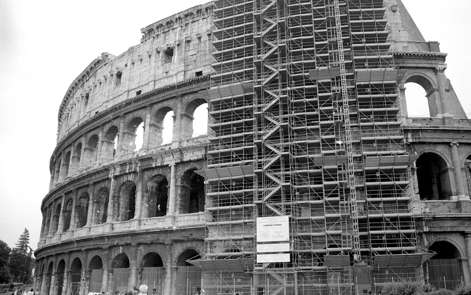 The Colosseum is covered in scaffolding from A Working Trip to Rome, Italy - 10th September 1999
