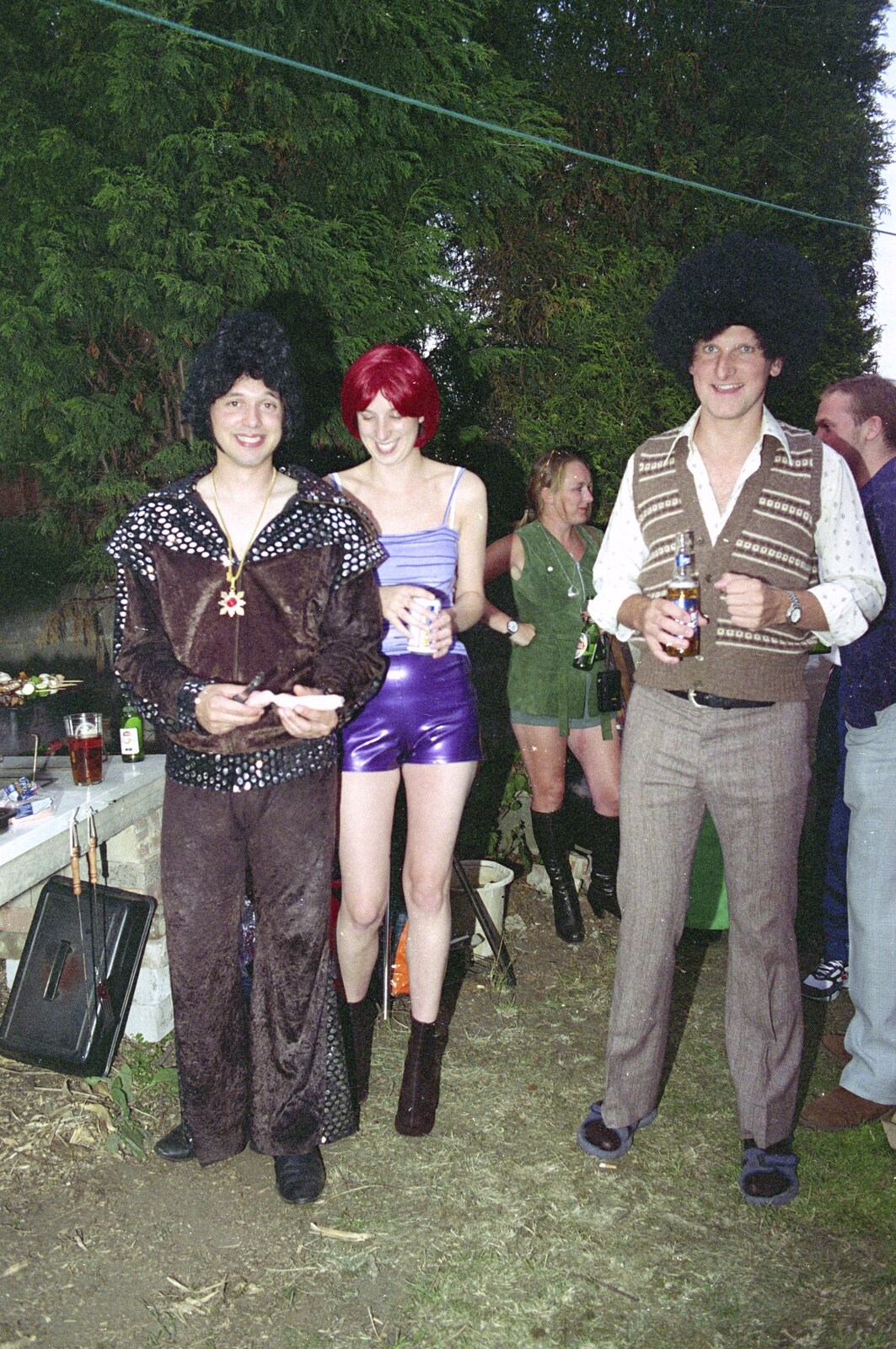 Jon Segger, right, in a tank top from "Dave's" CISU Fancy Dress Party, Finbar's Walk, Ipswich - 15th September 1999