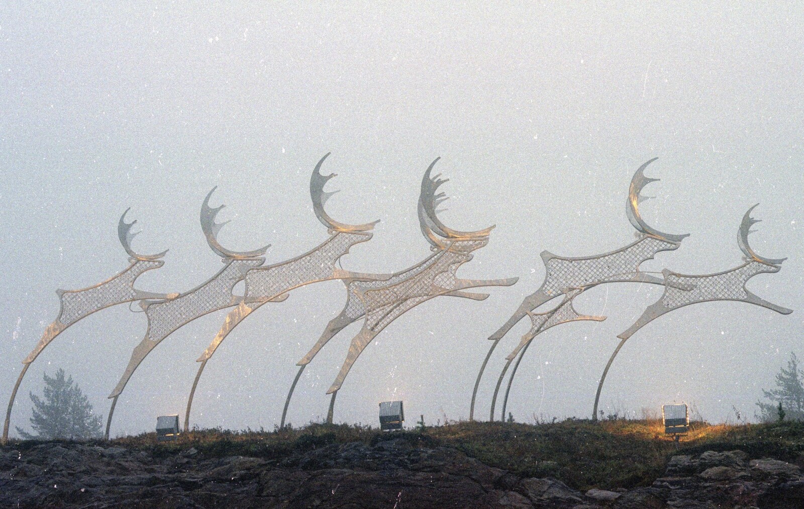 Leaping reindeer outside Helsinki Airport from A Trip to Rovaniemi and the Arctic Circle, Lapland, Finland - 28th November 1999