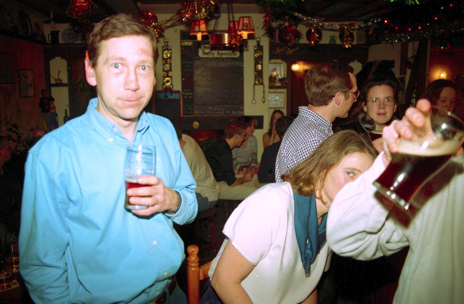 Apple looks startled as Pippa ducks out from New Year's Eve at The Swan Inn, Brome, Suffolk - 31st December 1999